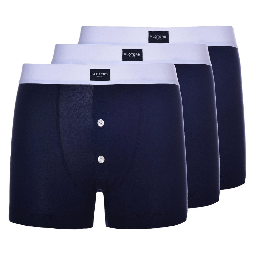 3 Blue Boxer Briefs with Buttons Pack - kloters