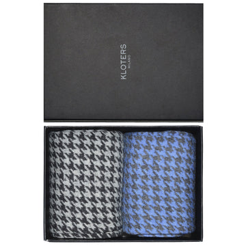 Light blue and Grey Houndstooth Socks Pack - kloters