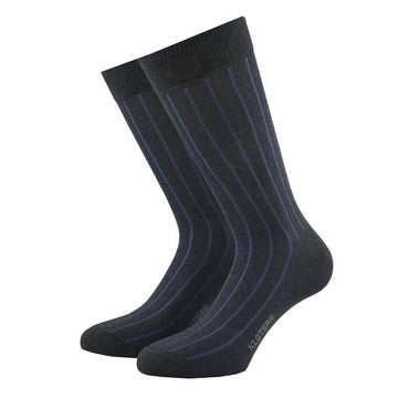 Grey Pinstripe Blue Ribbed Cotton Socks - kloters