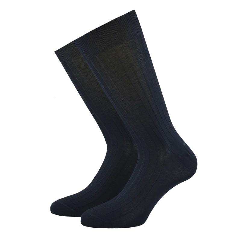 Dark Blue Ribbed Cotton Socks - kloters