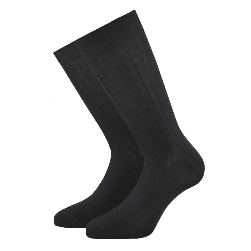 Dark Grey Ribbed Cotton Socks - kloters