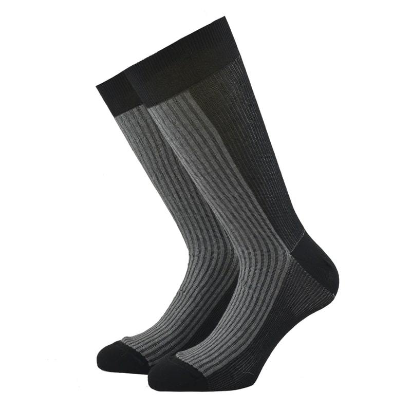 Grey and Black Ribbed Cotton Socks - kloters