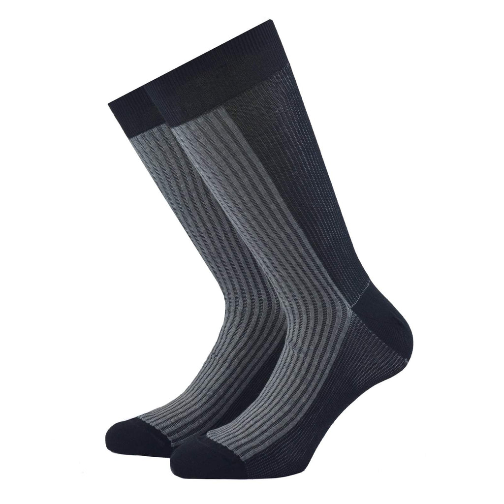 Grey and Blue Ribbed Cotton Socks - kloters