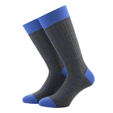 Grey and Blue Glencheck Socks - kloters